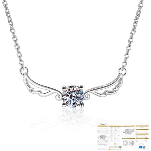 0.5ct 5mm EF Round 18K White Gold Plated 925 Silver Moissanite Necklace Diamond Test Passed Jewelry For Girlfriend Gift