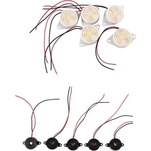 10 Pcs DC 3-24V Plastic Shell Continuous Sound Electronic Buzzer Alarm, 5 Pcs Black & 5 Pcs White