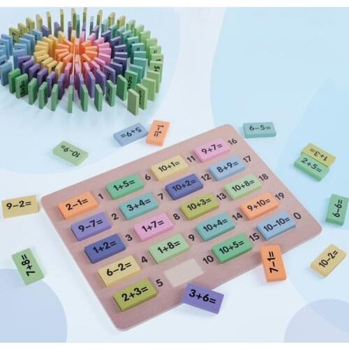 110pcs Baby Wooden Toy Domino Block Montessori Wooden Math Toys for Children 3-4-5-6-7-8 Years Counting Game Funny Gifts Kids