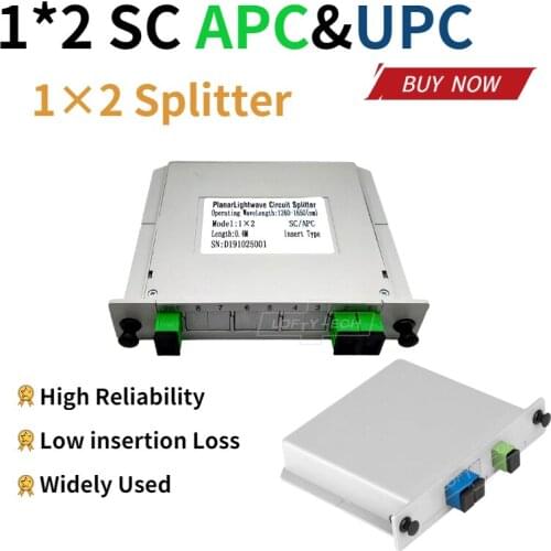 1x2 SC/APC Splitter Cassette Insertion Type Fiber Optic Splitter PLC 1X2 Splitter Fiber Optical Box FTTH