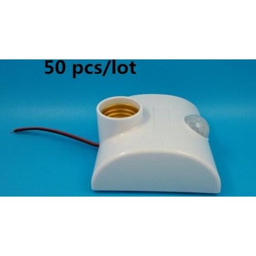 3 years warranty 50PCS E27 220 240V LED Lamp Bulb Base Infrared IR Sensor Automatic Wall Light Holder Socket PIR Motion Detector