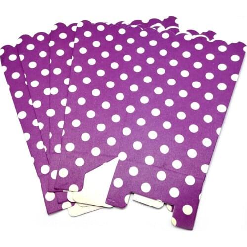 6pcs/lot Baby Shower Purple Polka Dots Theme Boys Favors Gifts Candy Box Birthday Party Popcorn Boxes Decoration Supplies