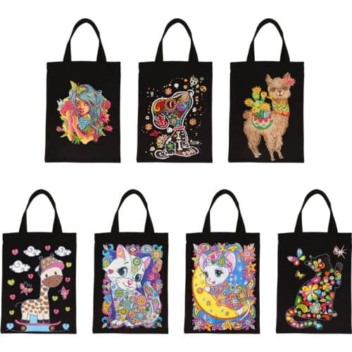 7 Patterns DIY Diamond Painting Handbag Handmade Shoulder Shopping Storage Bag Gift Canvas Bag
