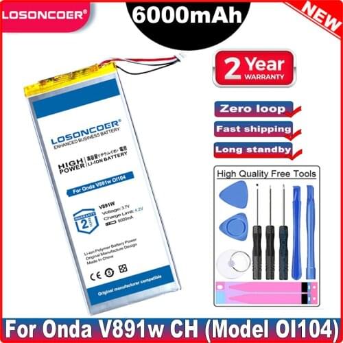 LOSONCOER 6000mAh Battery For Onda V891w CH (Model OI104) 5 lines Tablet Substitution