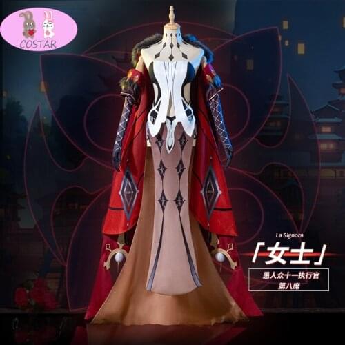 Anime Genshin Impact La Signora Villain Game Suit Dress Uniform Cosplay Costume Halloween Party Outfit Women Girls 2021 NEW