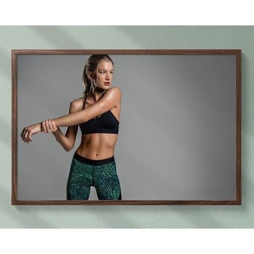 B036 Bare-handed Aerobic Exercise Fitness Bodybuilding Women Sexy Beautiful Strong Wall Sticker Silk Fabric Poster Indoor Decor