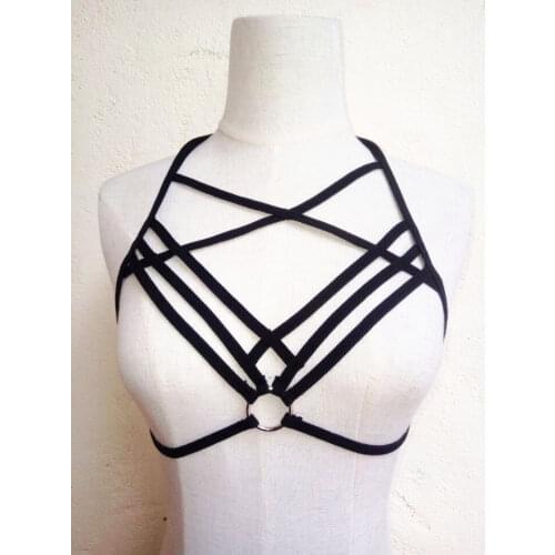 Fetish Halter Bra sexy Cupless bondage open bra Erotic Studded harness sex Game products Teasing fancy play punish slave Cages