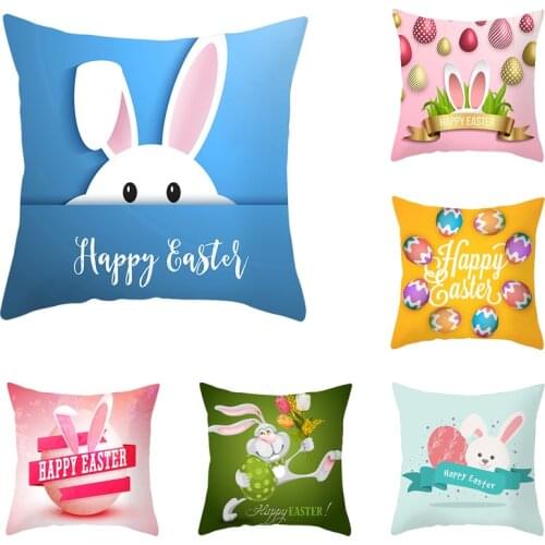 Happy Easter Pillowcase Creative Easter Bunny Egg Printing Polyester Decorative Pillowcase Pillowcase Pillow Cases