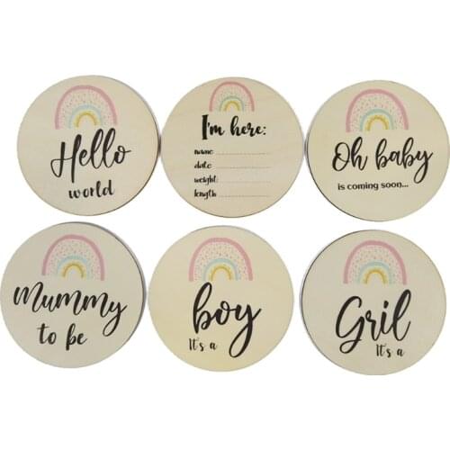 6 Pcs/Set Newborn Birth Monthly Recording Card Baby Rainbow Month Milestone Cards Baby Photography Props Toy