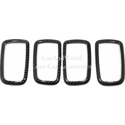 For Mitsubishi ASX 2013-2020 Carbon Fiber Interior Door Bowl Handle Cover Frame Trims Moulding Auto Decoration Accessories