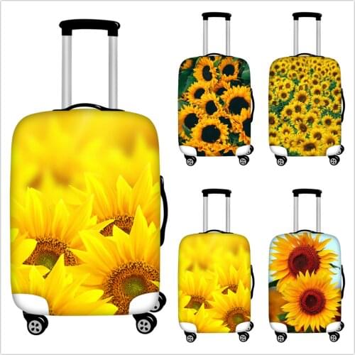FORUDESIGNS Travel Accessories Sunfloral Print Yellow Flower Design Fashion Luggage Cover&Luggage Tag Set Suitcase Organizadores