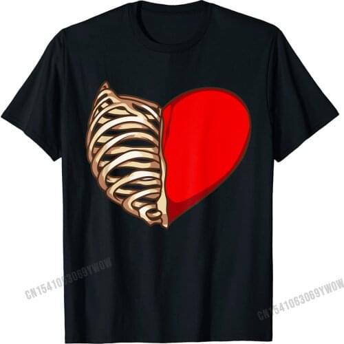 Skeleton Heart Rig Cage X-Ray Funny Valentines Day Love T-Shirt Camisas Men Top T-Shirts Custom Plain Cotton Tees Print Men