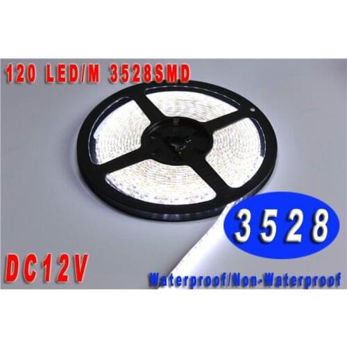 5m 600 LED 3528 SMD 12V flexible light 120 led/m waterproof LED strip Non-waterproof Cool white warm white blue green red yellow