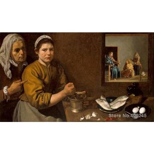 Christ in the House of Martha and Mary Paintings by Diego Velazquez Portrait art High quality Hand painted