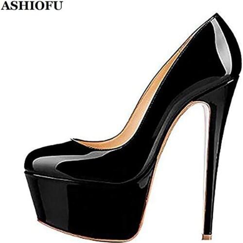 ASHIOFU Classic Womens Handmade High Heel Pumps Night-club Party Slip-on Dress Shoes Wedding Office Fashion Pumps Shoes