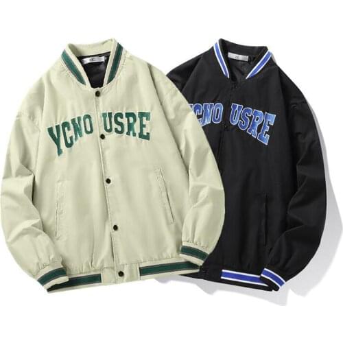 ERIDANUS Trendy Brand Mens Jacket Spring Autumn Couples Loose Color Matching Flying Suit Stand-up Collar Baseball Coat MWJ246