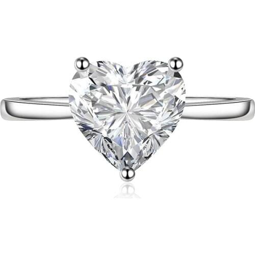 Fashion Ring 925 Silver Jewelry Heart Shape Zircon Gemstone Open Finger Rings for Women Wedding Party Gift Accessories Wholesale