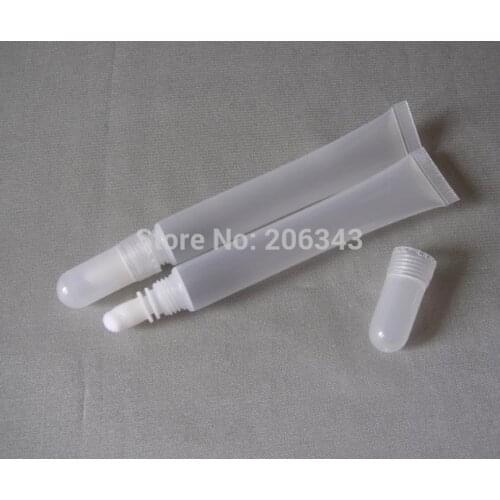 10ml soft tube with round brush or transparent lip gloss cream soft tube