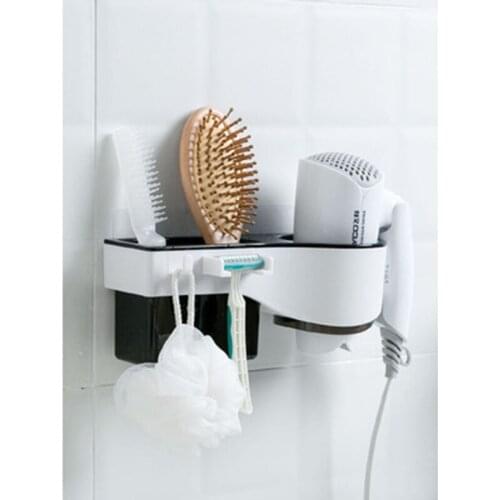 Hair Dryer Racks Bathroom Set Punch-free Shaver Storage Shelf Home Wall Mounted Hairdryer Holder Organizer Family Straightener