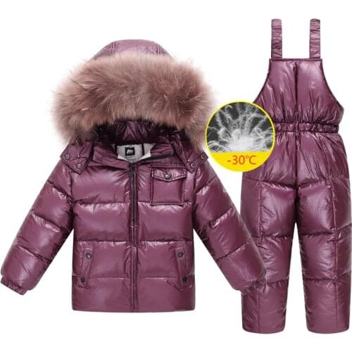 New Russia winter jacket for girls&boys coats children outerwear , warm duck down kids boy clothes shiny parka ski snowsuit
