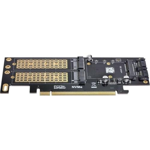 PCI Express PCI-E 3.0 Dual SATA to NGFF NVME MSATA M-Key B/M-Key Adapter 3in1