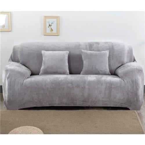 Thicken Plush Elastic Sofa Covers for Living Room Sectional Corner Furniture Slipcover Couch Cover 1/2/3/4 Seater Solid Color