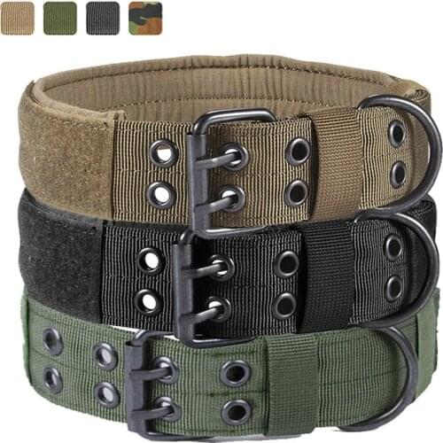 Durable Military Tactical Dog Collar Adjustable Heavy-duty Military Training Pet Collar Medium Large Dogs Magic Sticker ID Panel