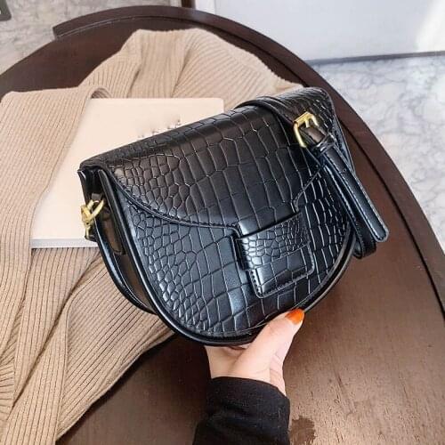 Luxury Shoulder Handbag 2021 Brand Designer Crocodile Pattern Womens Crossbody Bags Quality PU Leather Saddle Bag Female Purses