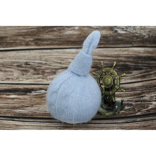 Handmade crochet mohair Lace bonnet Newborn baby Pixie hat photography props Knit mohair bonnet photo props