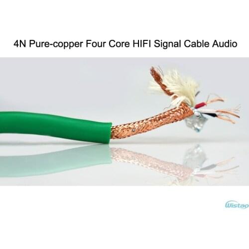 HIFI Signal Cable Audio 4NPure Copper Four Core Wire Metal Shielding for DIY RCA 1 to 2 Red Copper Wires OD8.2mm Free Shipping