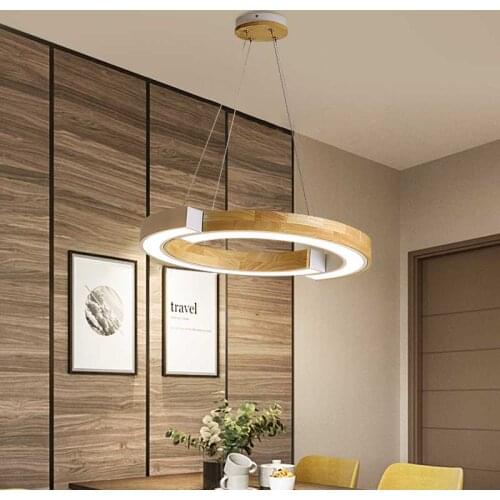 Nordic Minimalist Wood Art Led Living Room Bedroom Chandelier Creative Solid Wood Modern Study Corridor Office Chandelier