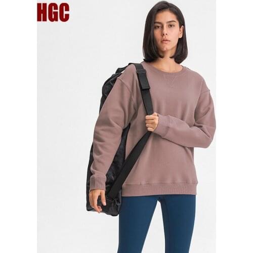 Sport Top Women Long Sleeve Cotton Autumn Yoga Pullover Gym Workout Loose Casual Sportwear Running Breathable Fitness Sweatshirt