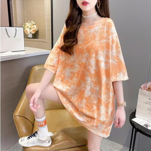 Summer Casual Style Women Printing Versatile Loose Medium Length Shirt Tops Geometric T Shirt Women Oversized White Clothes