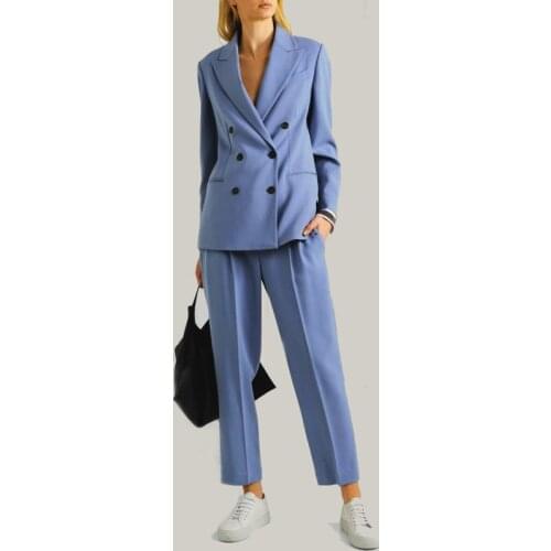 Womens suits women pant suits 2 piece set female office lady double breasted blazer with pants Tailored female suits