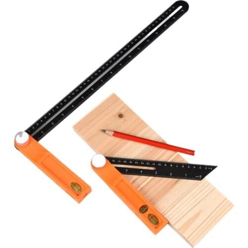 1Pcs Woodworking T-type Bevel Scribing Ruler Adjustable Angle Tri Square Sliding Level Measuring Marking Gauge Protractor Tools