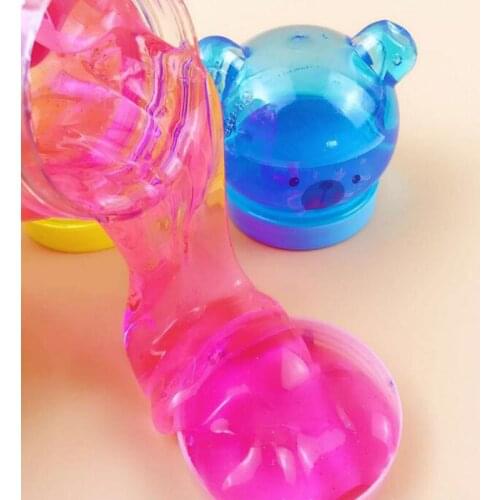 1PCS Cute Cartoon Bear Colorful Crystal Mud Cat Modeling Children Intelligent Plasticine Magic Playdough Lizun Slime Kids Toys