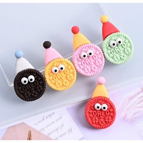 10Pcs Resin Cute Cookie Charms 5 Clolors Funny Biscuits Pendants Accessories For Making Earrings Necklace Bracelet DIY Jewelry