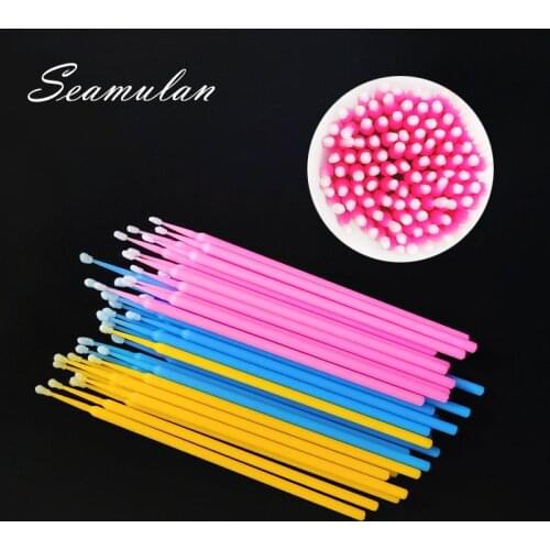 100pcs/lot Micro Brushes Eyelash Extension Eye Lash Glue Brushes Lint Free Make Up Disposable Applicators Sticks Makeup Tools