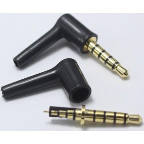 3/4 Pole 3.5mm L-shaped stereo headphone Plug Repair Earphones Male 90 right angle degree Jack Soldering