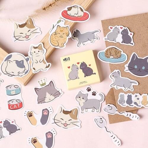 45pcs/pack Cute Cats Decorative Stickers DIY Scrapbooking Stickers Label Diary Journal Stickers Stationery Album Stickers