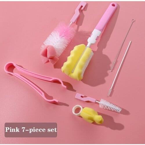 7Pcs/set Bottle Brushes Cleaning Sponge Bottle Cleaning Brush Set Feeding Bottle Dummy Nipple Pacifier Brushes Cup Brush Kit