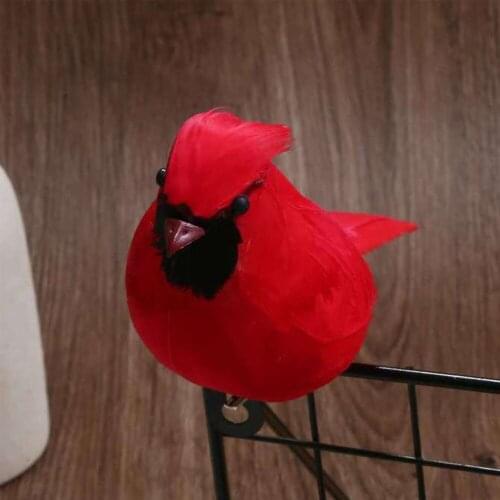 8Pcs Simulated Birds Ornament Foam Feather Cute Handmade 8pcs Garden Prop Home Decor Christmas Ornaments Artificial Cardinals