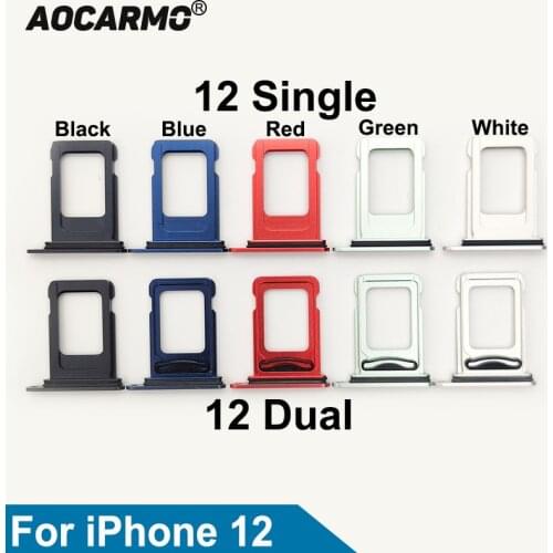 Aocarmo Dual SIM Tray For iPhone 12 Single Sim Card Slot Holder Replacement Part