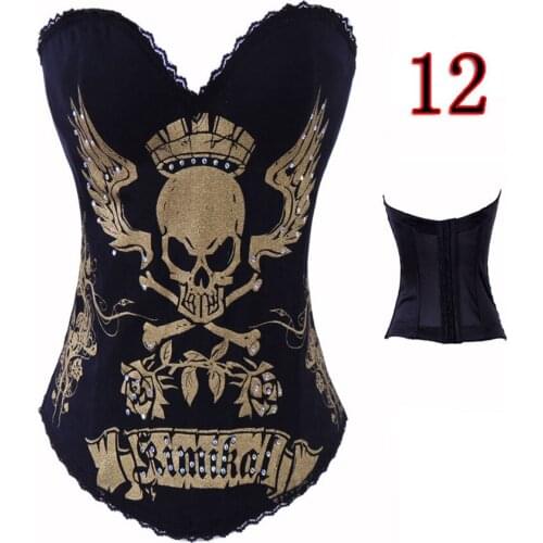 Free shipping corselet overbust Sexy Lingerie skull Halloween fancy dress costume Bustiers corset 2269