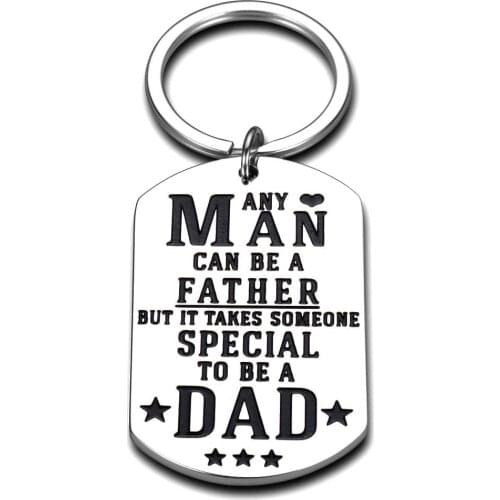 Keychain Fathers Day Gifts from Daughter Son Kids Stepdad Daddy Keychain Men Dad Papa Father Stepfather Birthday Gifts Key Ring