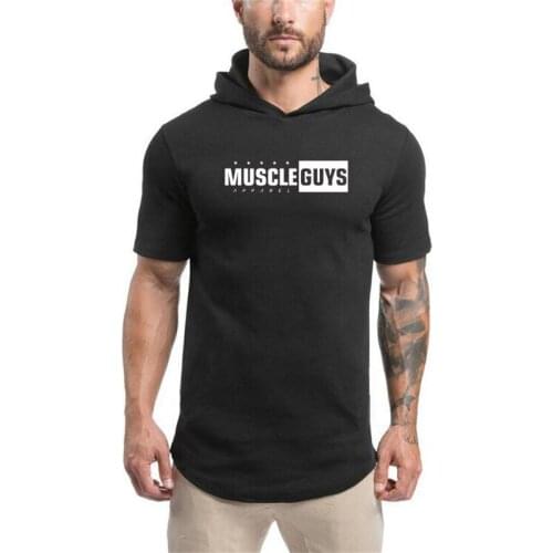 Brand Muscleguys Clothing Sweatshirts Mens Short Sleeve T-shirt Gyms Tops Hoodies Sporting Sweatshirt Workout Tracksuit Cotton