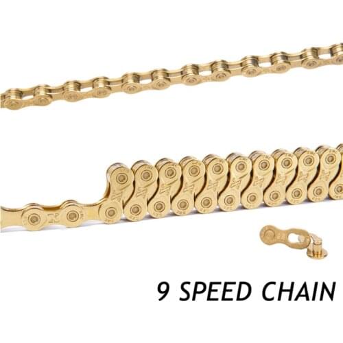 ZTTO Road MTB Mountain Bike Road Bicycle 9 Speed Chain Titanium Nitride Coating Gold Compatible For Bicycle Parts K7