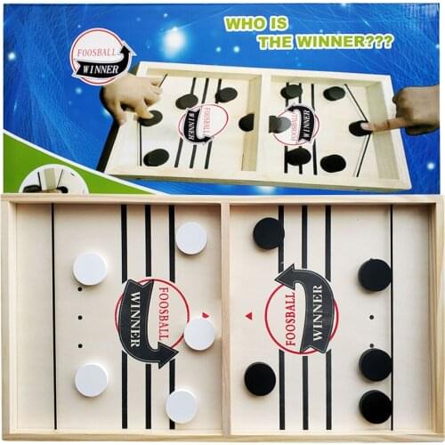 Wooden Fast Hockey Sling Puck Play Paced Football Winner Fun Party Games Interactive Toys for Children Family Table Board Game