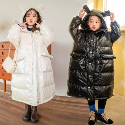 Teen Girls Long Style 2021 Winter 90% White Duck Down Coat Korean Style Children Casual Clothing Fashion Kids Warm Jacket, #9267