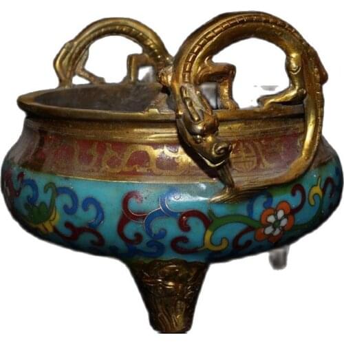 China old Beijing old goods Pure Copper Cloisonne Incense Burner